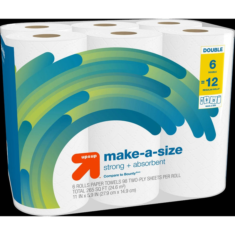 Make-A-Size Paper Towels - 6 Double Rolls - up & up™
