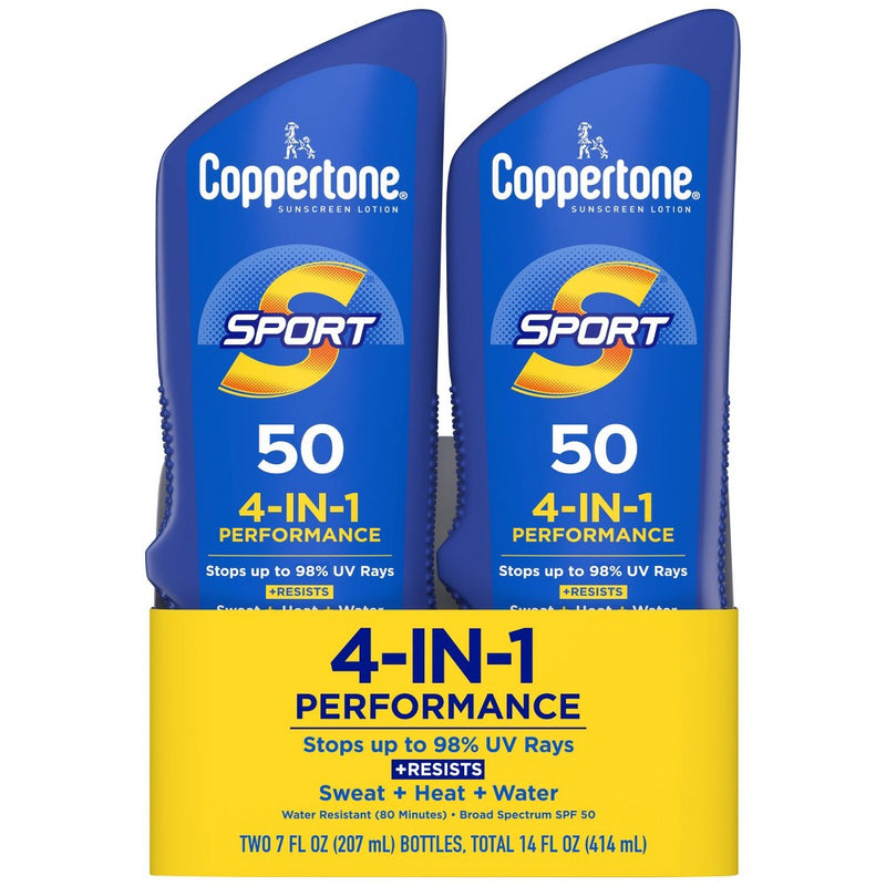 Coppertone Sport Sunscreen Lotion - SPF 50 - 2pk - EXP: 05/2025