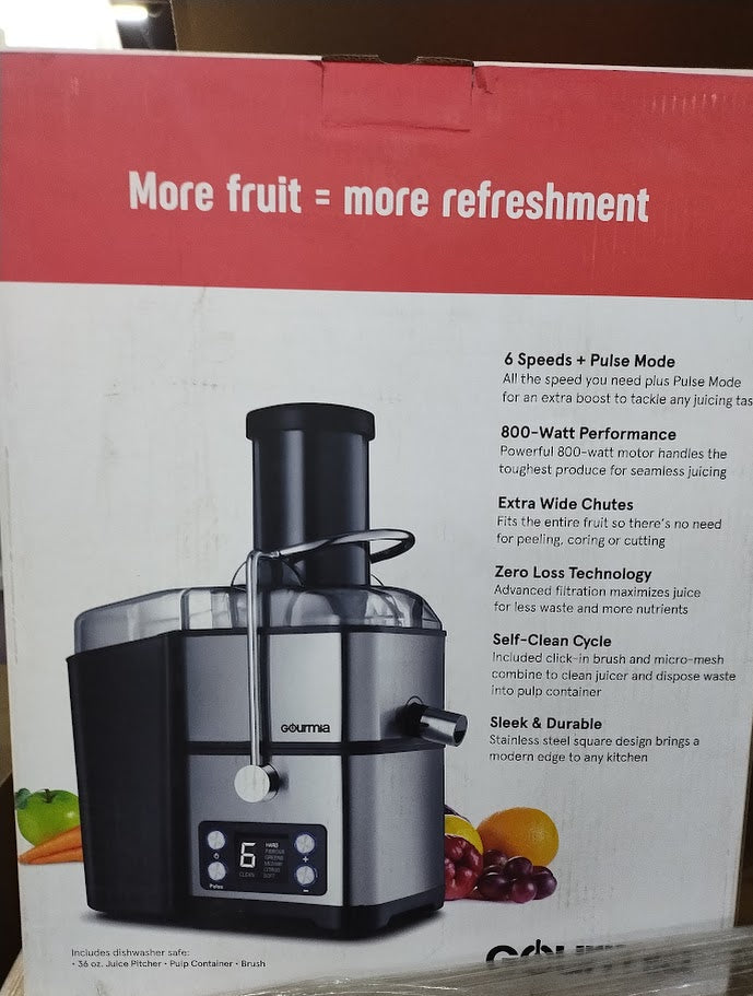 Gourmia 6 Speed Big Mouth Extraction Digital Juicer with Self-Cleaning Cycle