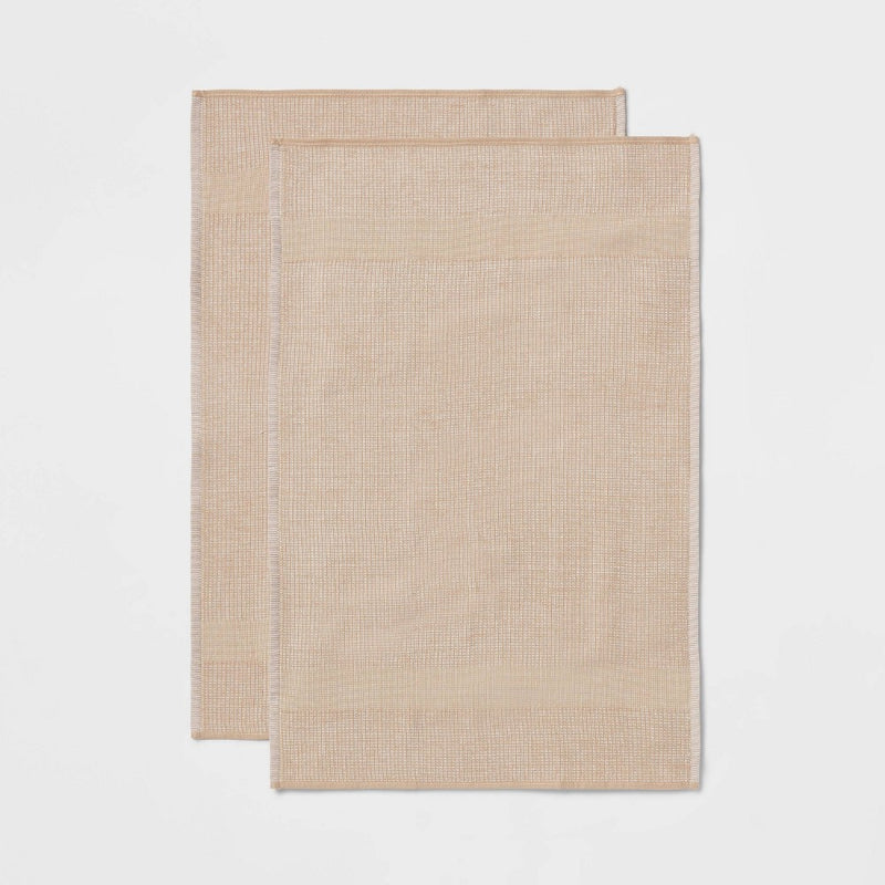 2pk Cotton Waffle Terry Kitchen Towels Taupe - Threshold™