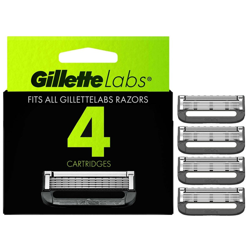 GilletteLabs Razor Blade Refills by Gillette - Compatible with Exfoliating Razor and Heated Razor - 4ct