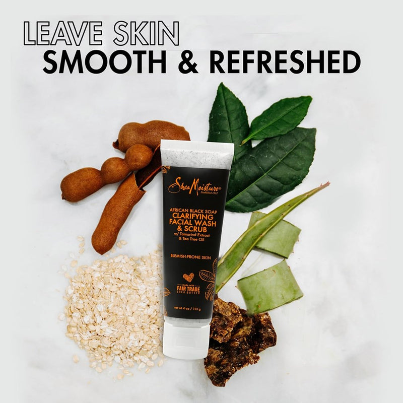 SheaMoisture African Black Soap Clarifying Facial Wash & Scrub - 4oz *NEW*