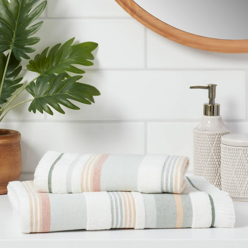 Striped Flat Woven Hand Towel Green - Threshold™
