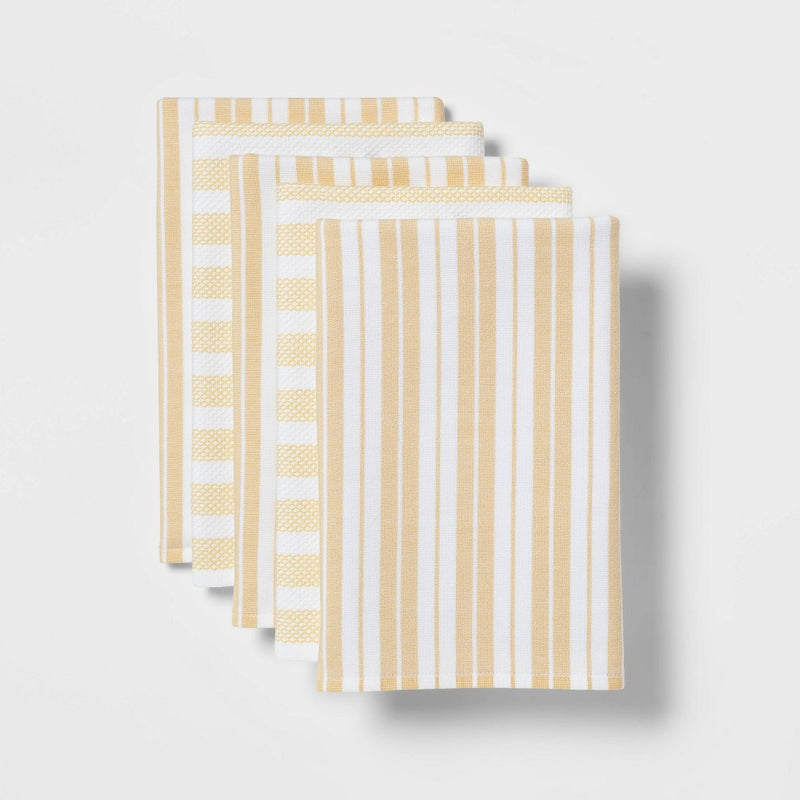 5pk Cotton Assorted Kitchen Towels Yellow - Threshold™