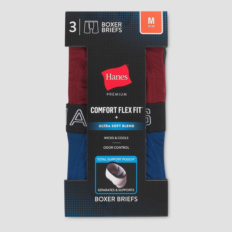 Hanes Premium Men's 3pk Boxer Briefs with Anti Chafing Total Support Pouch - Color May Vary S