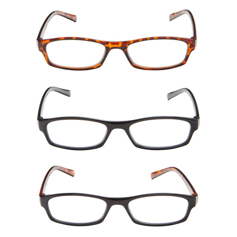 ICU Eyewear Oval Plastic Reading Glasses +1.25 - 3pk