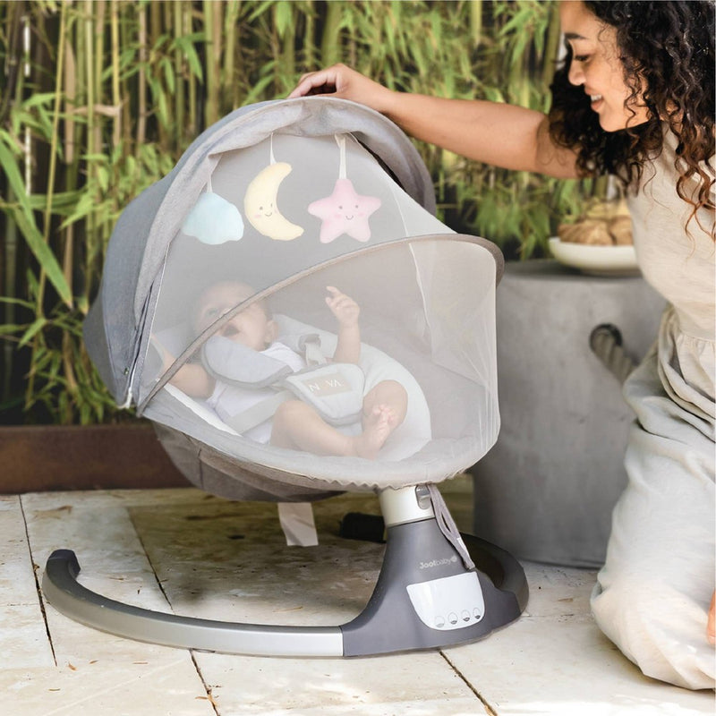 JOOL BABY PRODUCTS Nova Motorized Baby Swing for Infants - Bluetooth Music Speaker with 10 Preset Lullabies - Gray (LOCAL PICKUP ONLY)