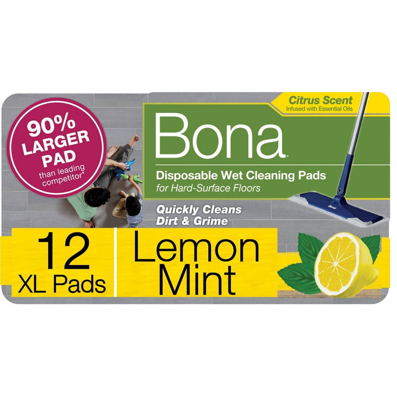 Bona Cleaning Products Mop Refill Multi Surface Wet Mopping Cloths - Lemon Mint - 12ct