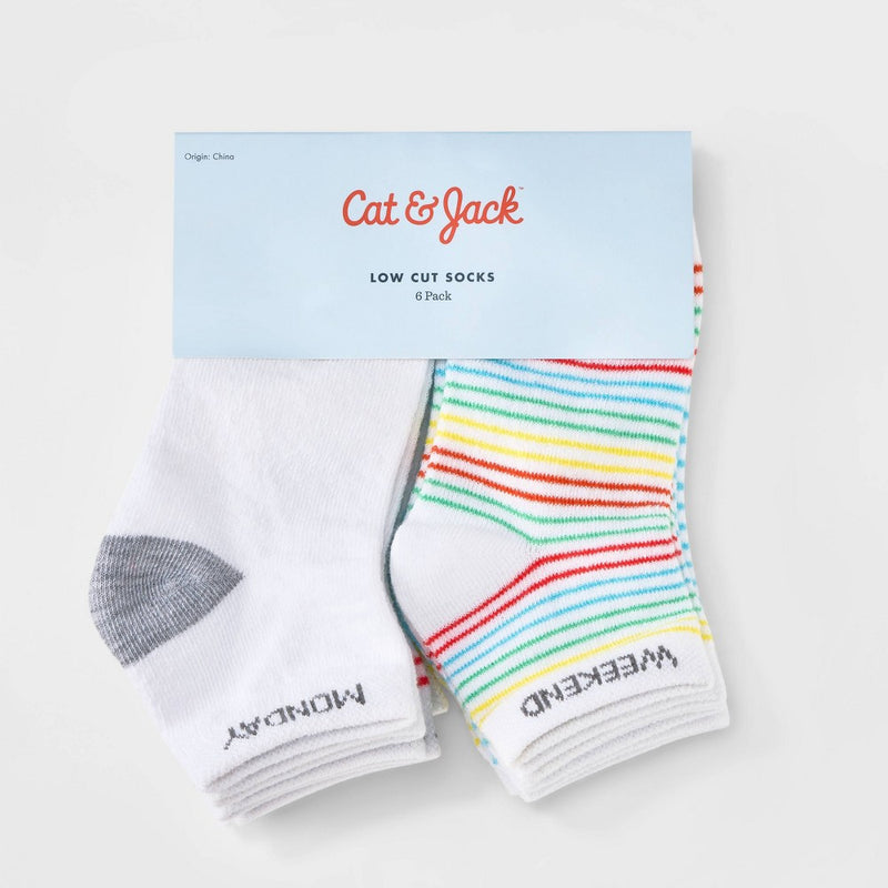 Toddler Striped Low Cut Socks - Cat & Jack™ 2T-3T