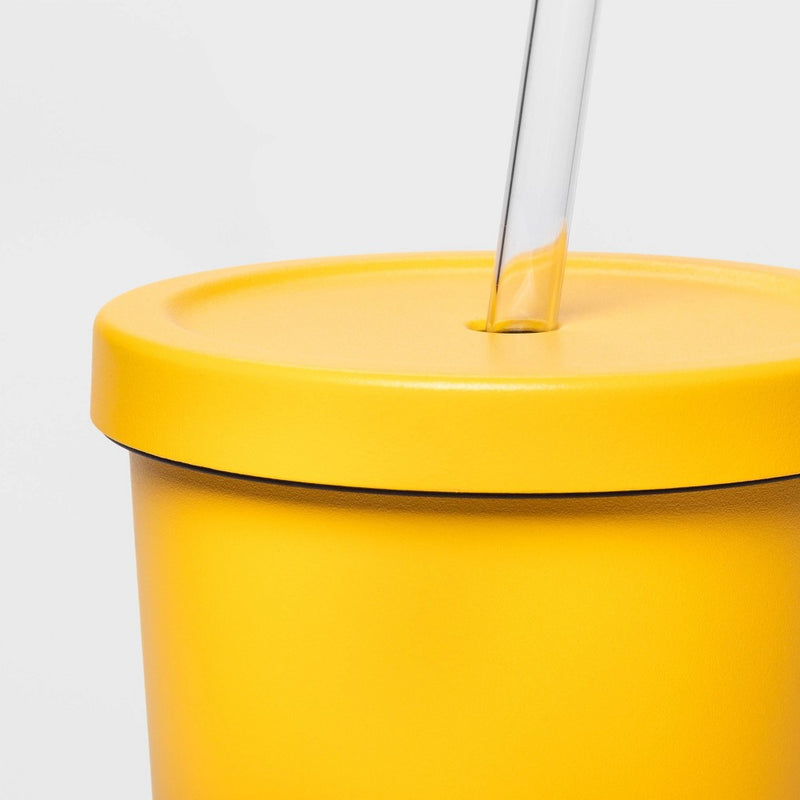 20oz Stainless Steel Tumbler with Straw Yellow - Sun Squad™