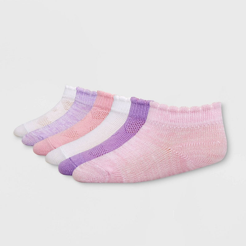 Hanes Premium Baby Girls' 6pk Low Cut Comfortsoft Socks - Colors May Vary 6-12M