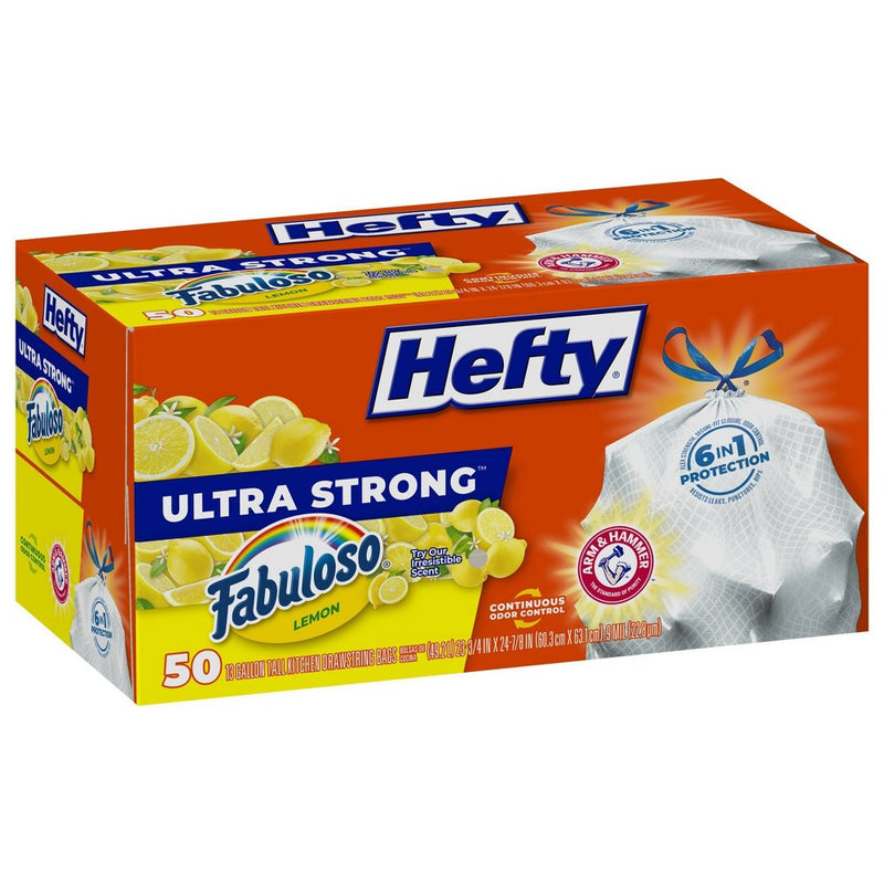 Hefty Ultra Strong Fabuloso Lemon Tall Kitchen Trash Bags - 13 Gallon/50ct-