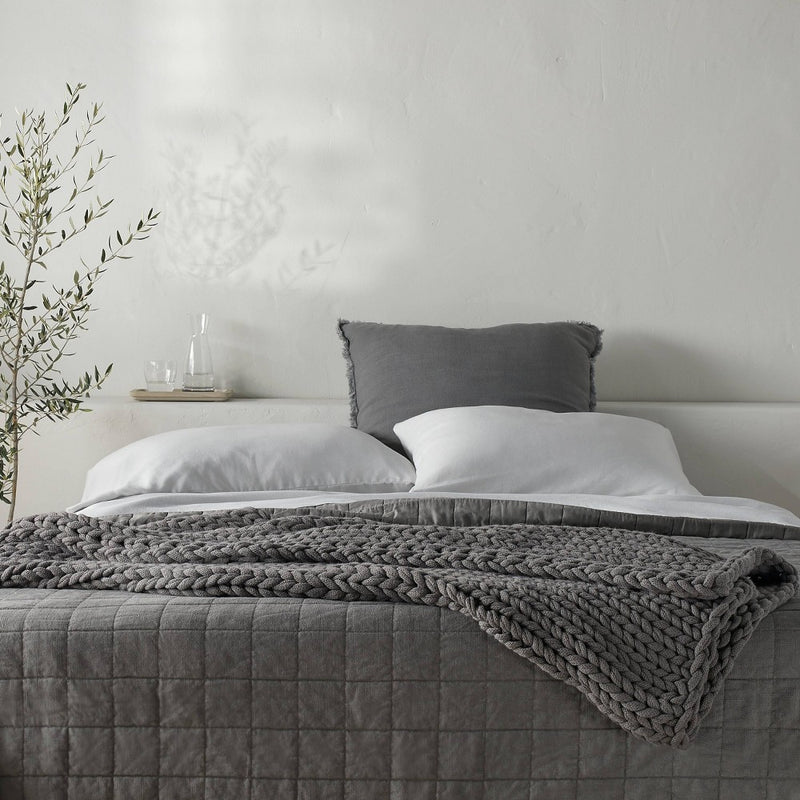 50"x70" Oversized Solid Bed Throw Dark Gray - Casaluna™