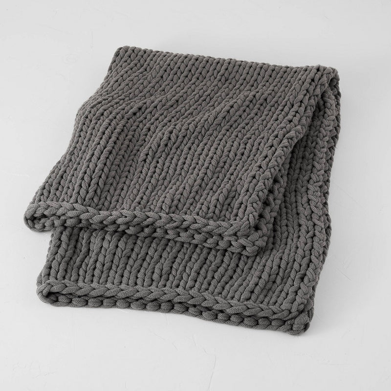 50"x70" Oversized Solid Bed Throw Dark Gray - Casaluna™