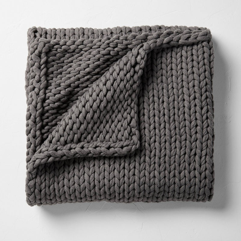 50"x70" Oversized Solid Bed Throw Dark Gray - Casaluna™