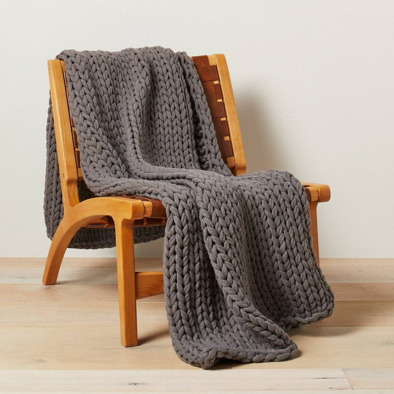 50"x70" Oversized Solid Bed Throw Dark Gray - Casaluna™