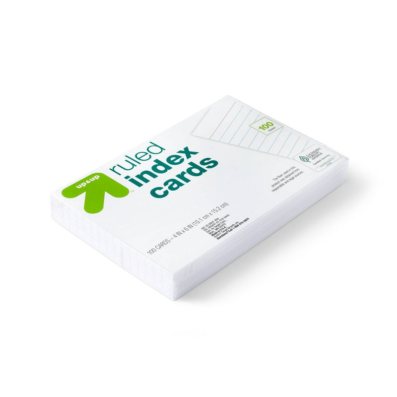 100ct 4" x 6" Ruled Index Cards White - up & up™