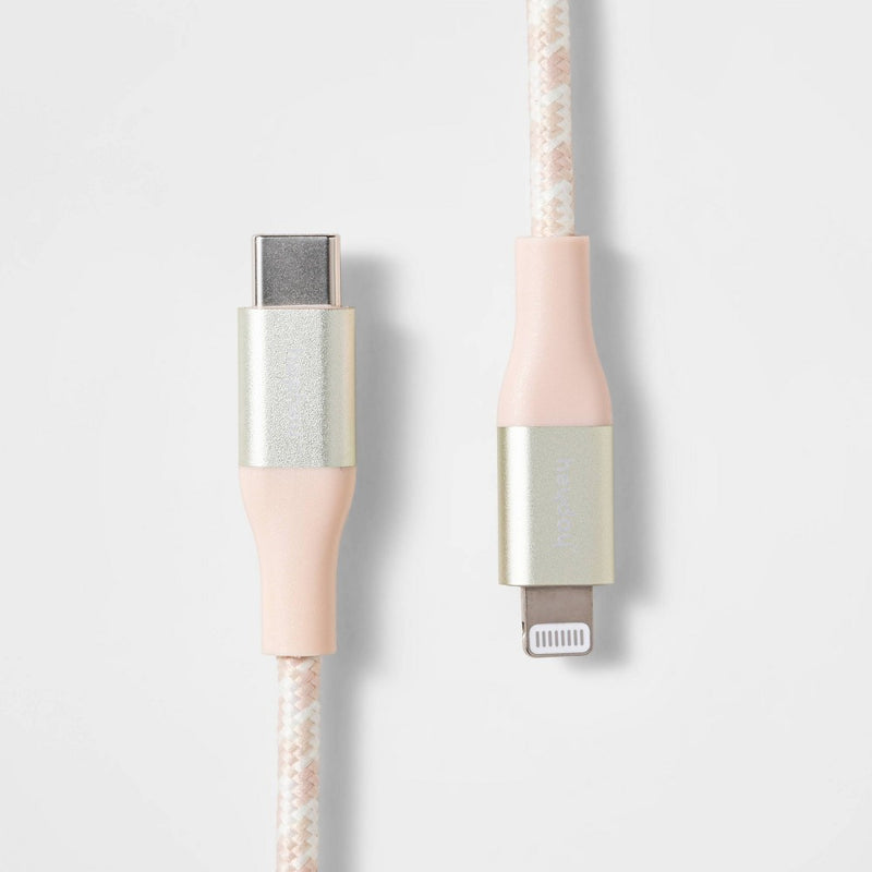 4' Lightning to USB-C Braided Cable - heyday™ Pastel Pink/Green