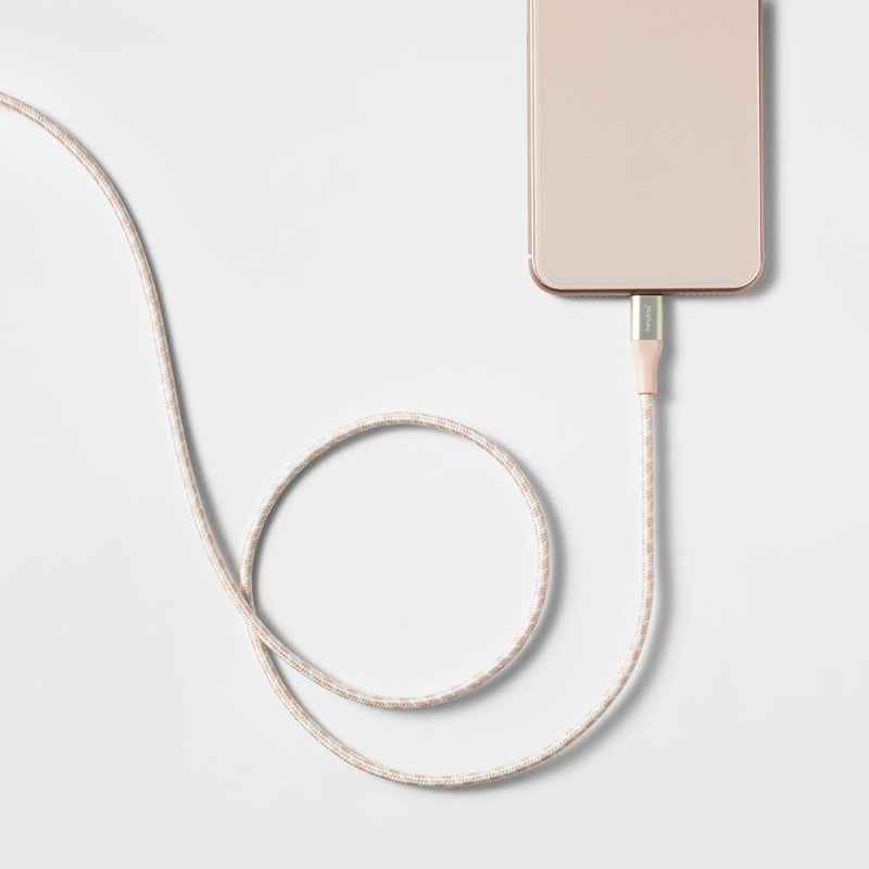 4' Lightning to USB-C Braided Cable - heyday™ Pastel Pink/Green