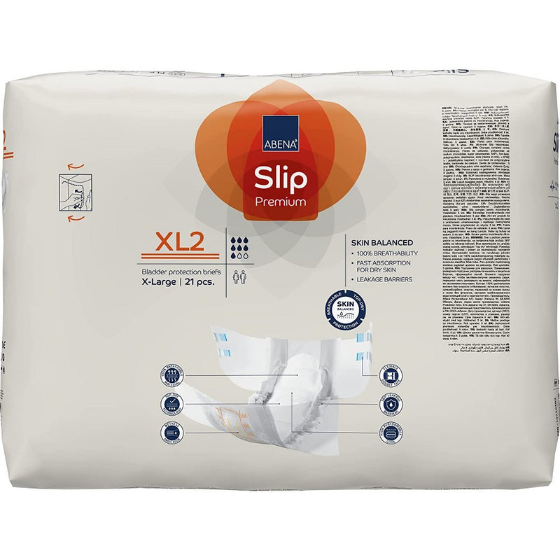 Abena Slip, Premium Incontinence Briefs, Level 2 Moderate Absorbency, Extra Large, 21 Count