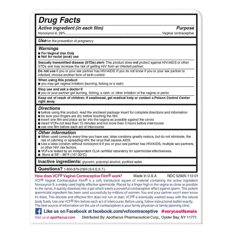 VCF Contraceptive Films - 9ct