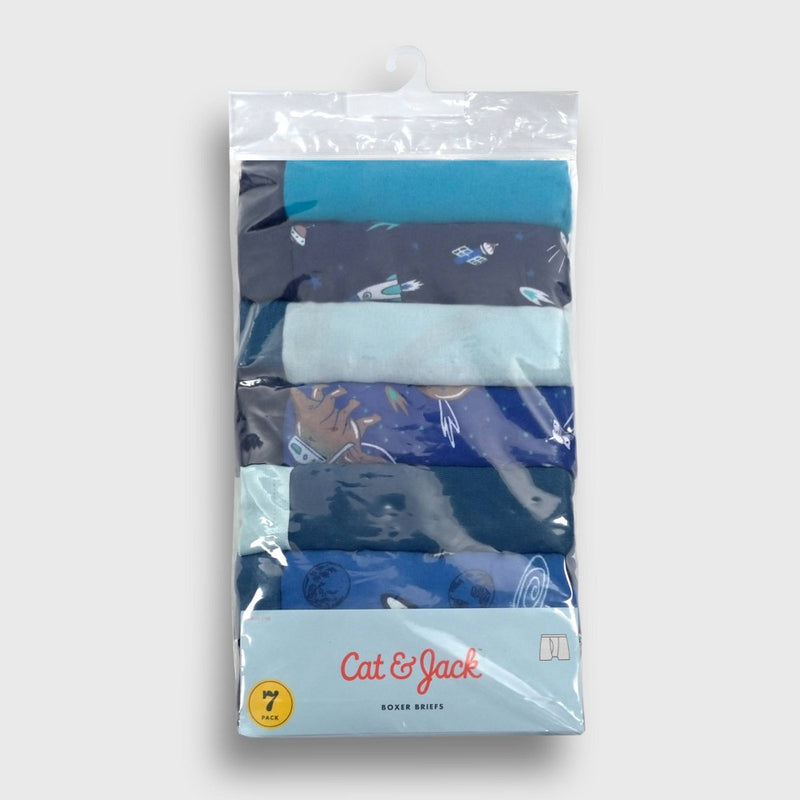 Boys' 7pk Space Boxer Briefs - Cat & Jack™ Blue L