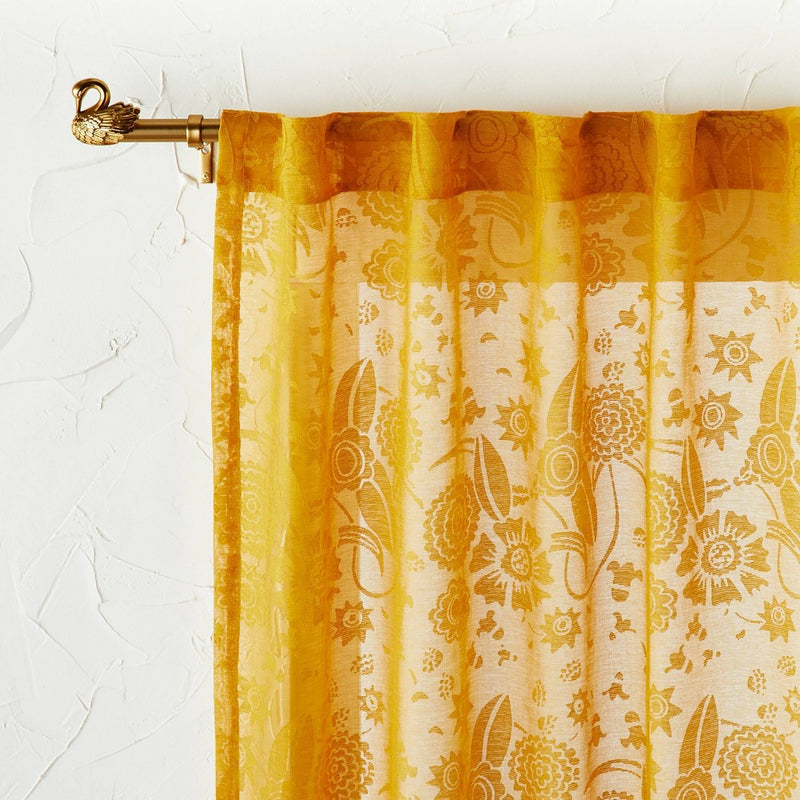 95"x54" Idris Printed Burnout Sheer Curtain Panel Gold - Opalhouse™ designed with Jungalow™