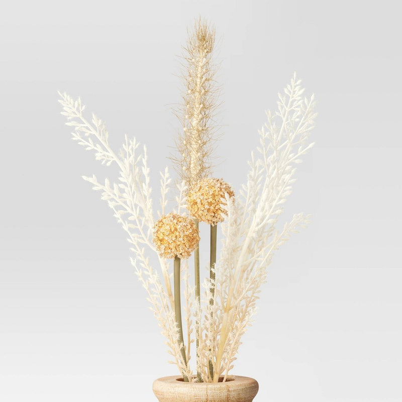 Small Grass Arrangement in Wood Pot - Threshold