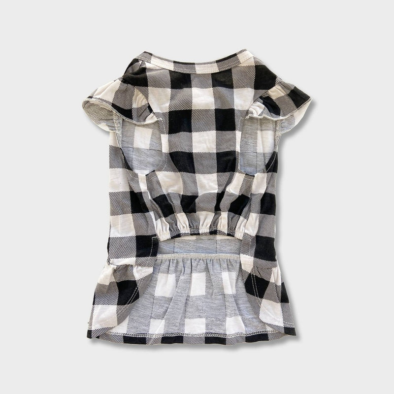 Grayson Pup Buff Check Dog Dress - Black - L