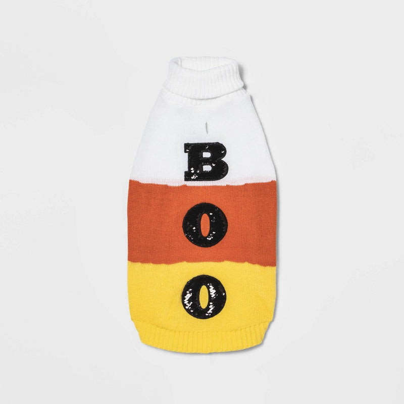 Halloween Candy Corn Boo Dog Sweater - M - Hyde & EEK! Boutique (LOCAL PICKUP ONLY)