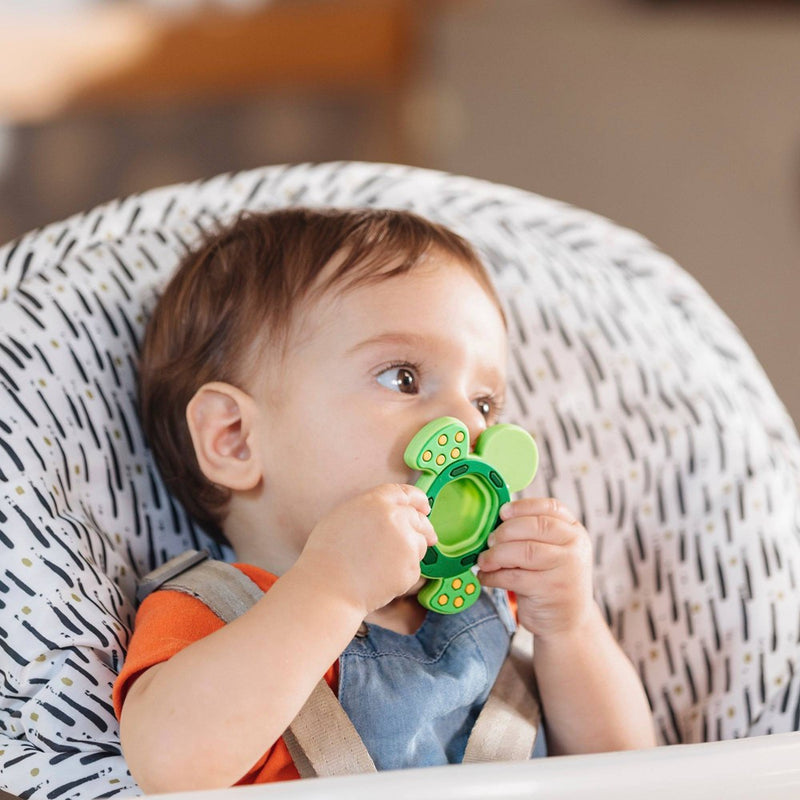 Nuby Teethe N' Pop Sensory Play Silicone Teether for Babies - Turtle Design