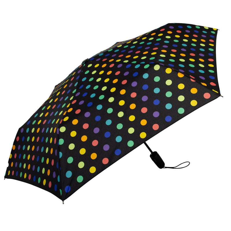 ShedRain Polka Dots Auto Open Auto Close Compact Umbrella - Rainbow