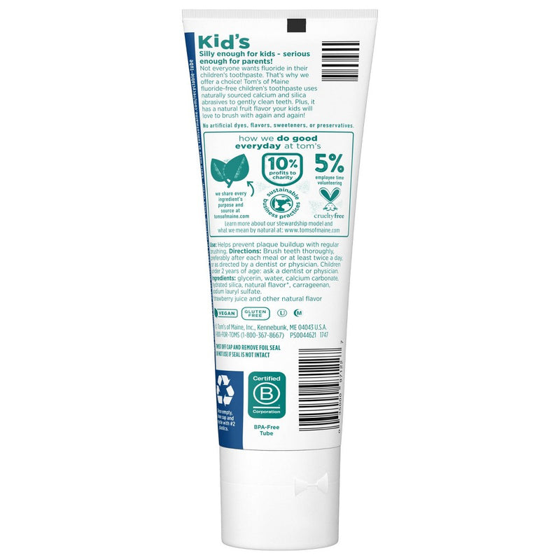 Tom's of Maine Silly Strawberry Children's Fluoride-Free Toothpaste - 5.1oz