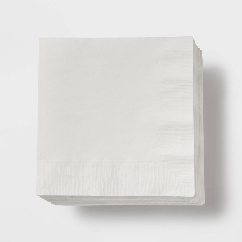 30ct Lunch Napkins White - 075020100740