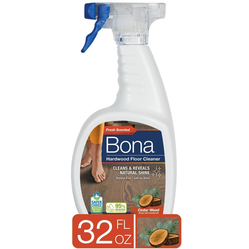 Bona Cedarwood Eucalyptus Peony Cleaning Products Wood Cleaner Spray + Mop Multi-Purpose Floor Cleaner - 32 fl oz