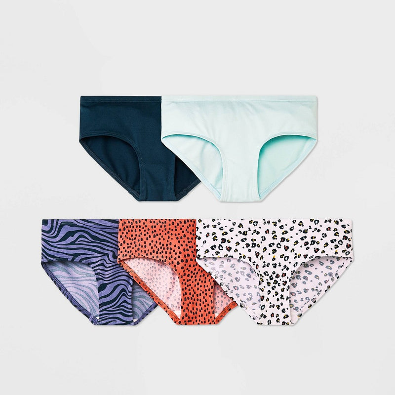 Girls' 5pk Brushed Microfiber Hipster - art class L