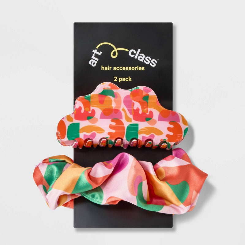 Girls' 2pk Claw Clip and Twister Set - art class Orange