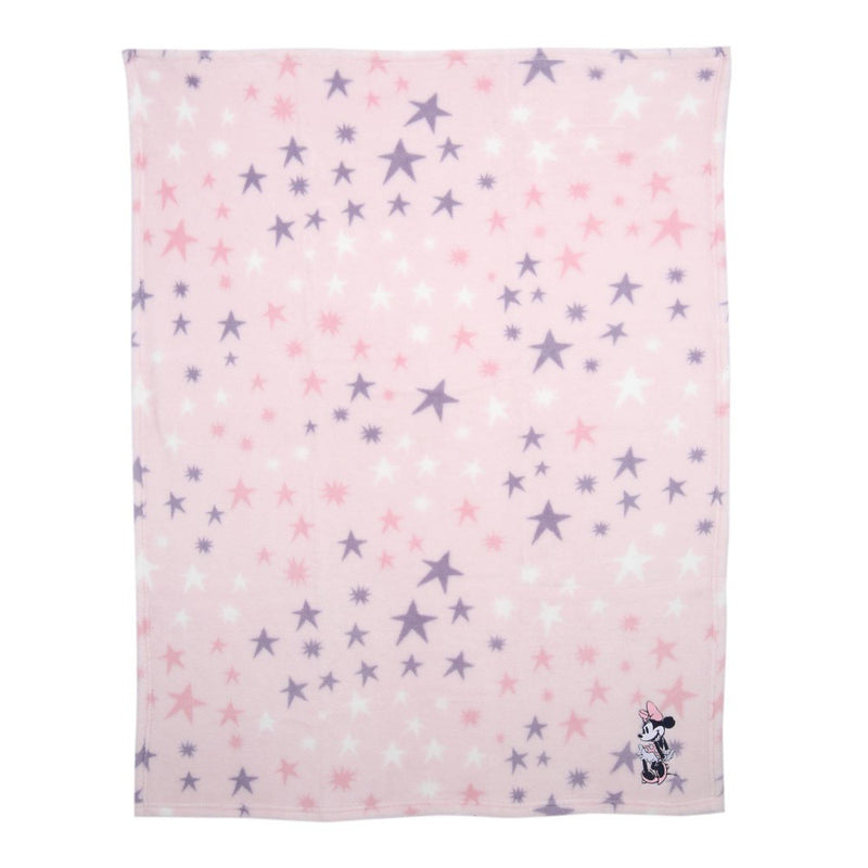 Lambs & Ivy Disney Baby Minnie Mouse Appliqued Pink Star Fleece Baby Blanket