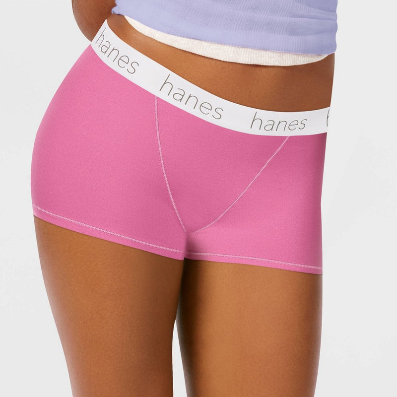 Hanes Premium Women's 4pk Boyfriend Cotton Stretch Boxer Briefs - Colors May Vary L