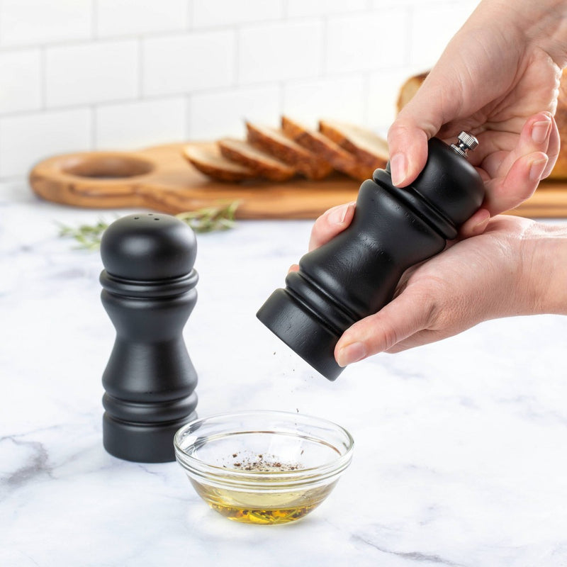 2pc Acacia Turned Salt and Pepper Grinder Set Black - Threshold