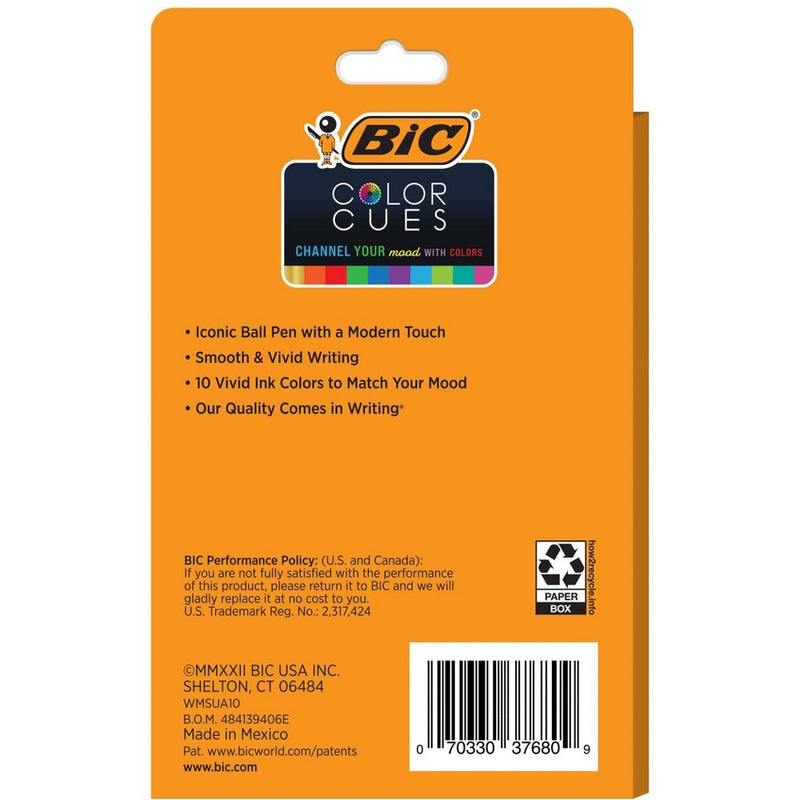 BiC 10ct Ball Pen Color Cues Non-Retractable