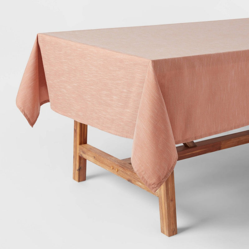 120" x 60" Cotton Chambray Tablecloth Pink - Threshold
