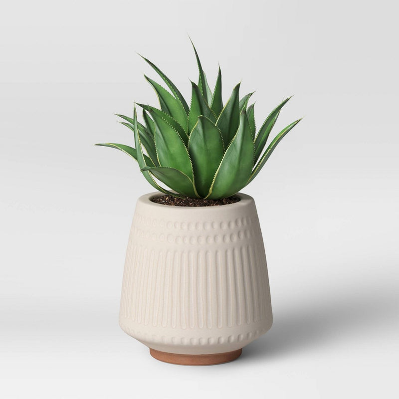8" Wide Textured Ceramic Planter Pots White - Opalhouse