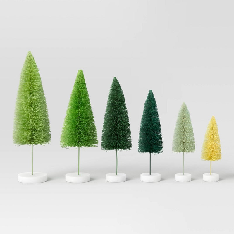 6pc Sisal Christmas Bottle Brush Tree Set - Wondershop Assorted Green