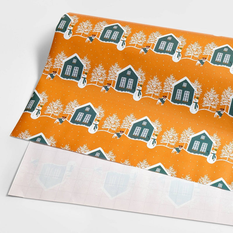 20 sq ft Snowman Gift Wrap Orange - Wondershop (LOCAL PICKUP ONLY)
