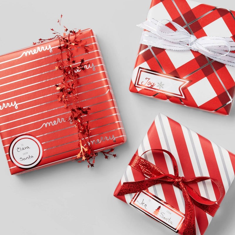 20 sq ft Diagonal Stripe Kraft Gift Wrap Red/White - Wondershop (LOCAL PICKUP ONLY)