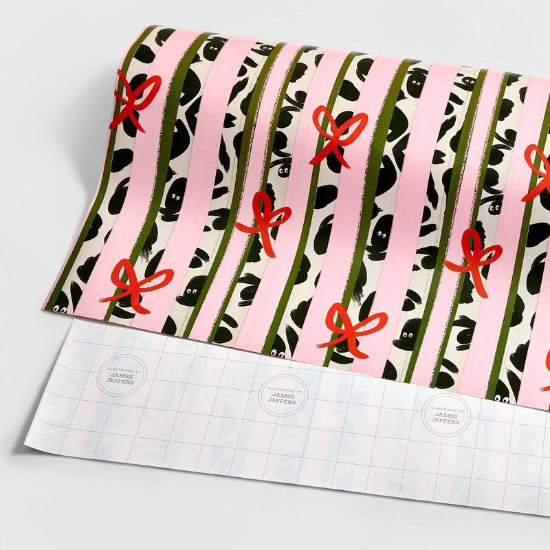 25 sq ft James Jeffers Pink Stripe Gift Wrap - Wondershop