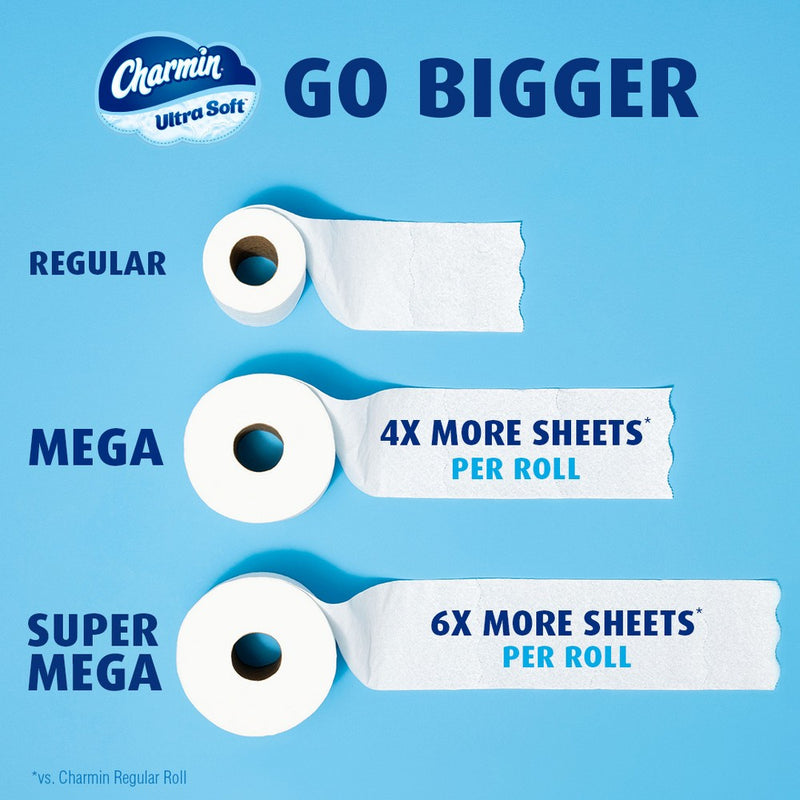 Charmin Ultra Soft Toilet Paper - 8 Super Mega Rolls