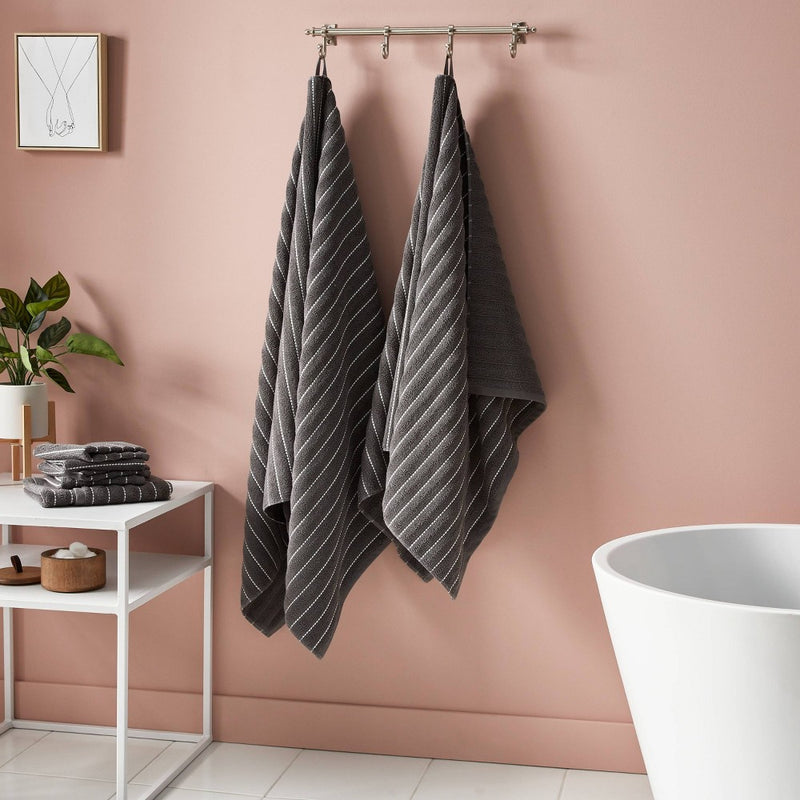 Performance Plus Bath Towel Dark Gray Striped - Threshold