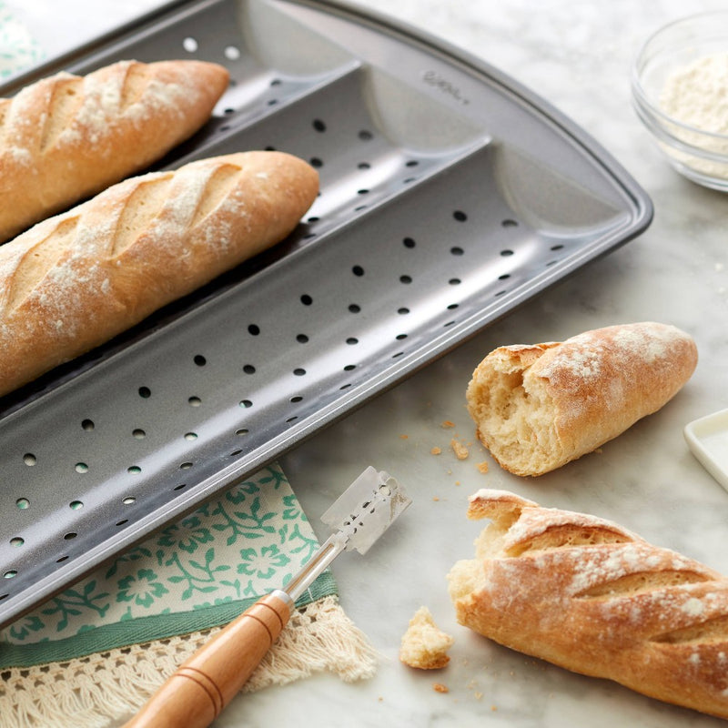 Wilton 3 Channel Nonstick Baguette Tray